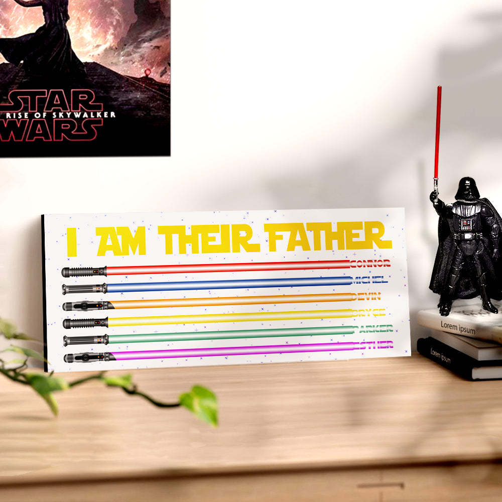 Personalized I Am Their Father Lightsaber Wooden Sign Birthday Gift for Dad - Myphotowallet
