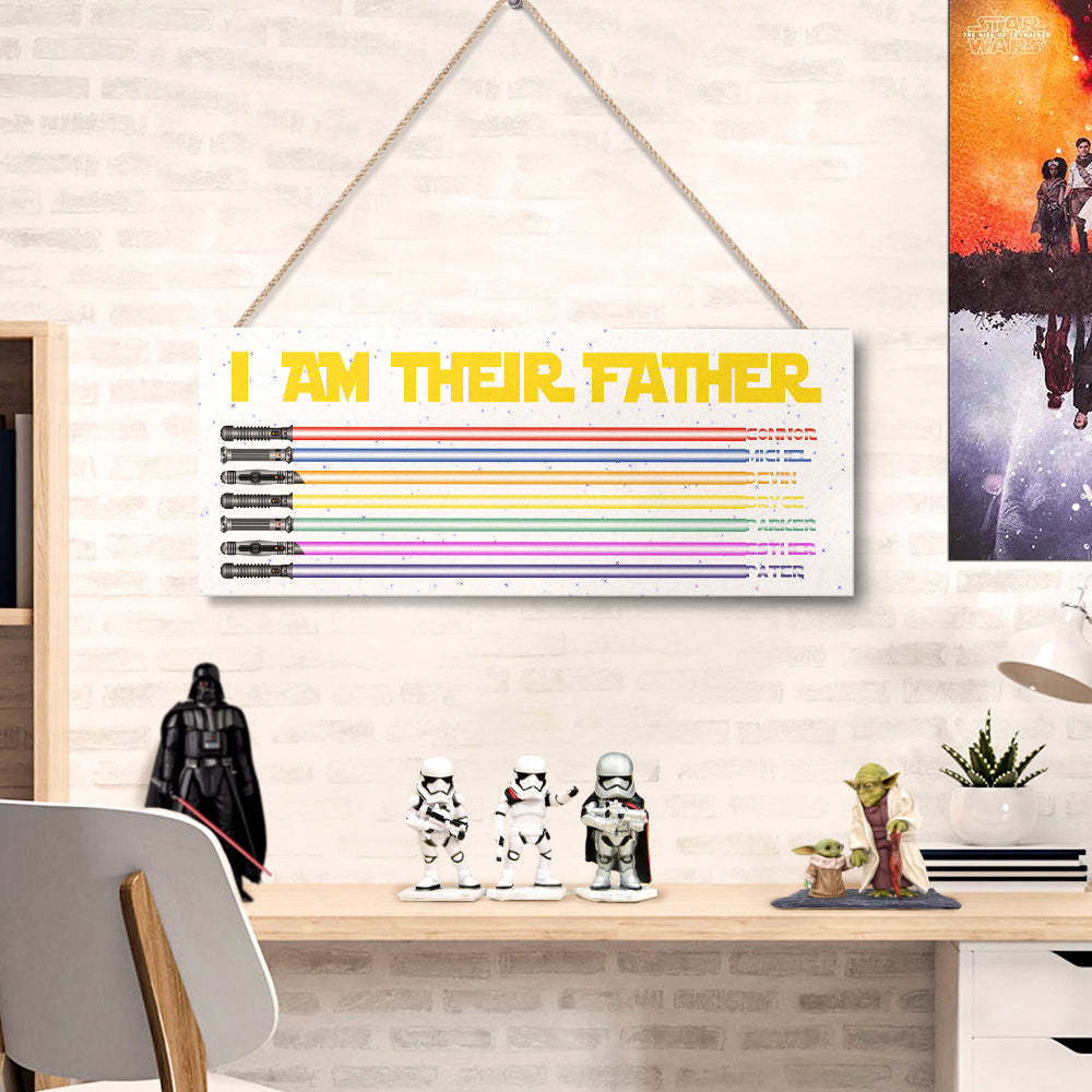 Personalized I Am Their Father Lightsaber Wooden Sign Birthday Gift for Dad - Myphotowallet