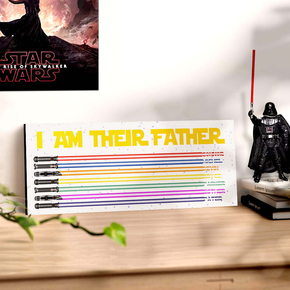 Personalized I Am Their Father Lightsaber Wooden Sign Birthday Gift for Dad - Myphotowallet