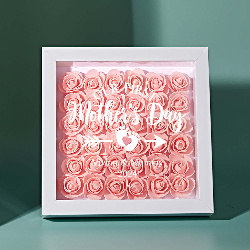 Custom Flower Shadow Box Personalized Flower Shadowbox Frame First Mother's Day Gift - CustomPhotoWallet