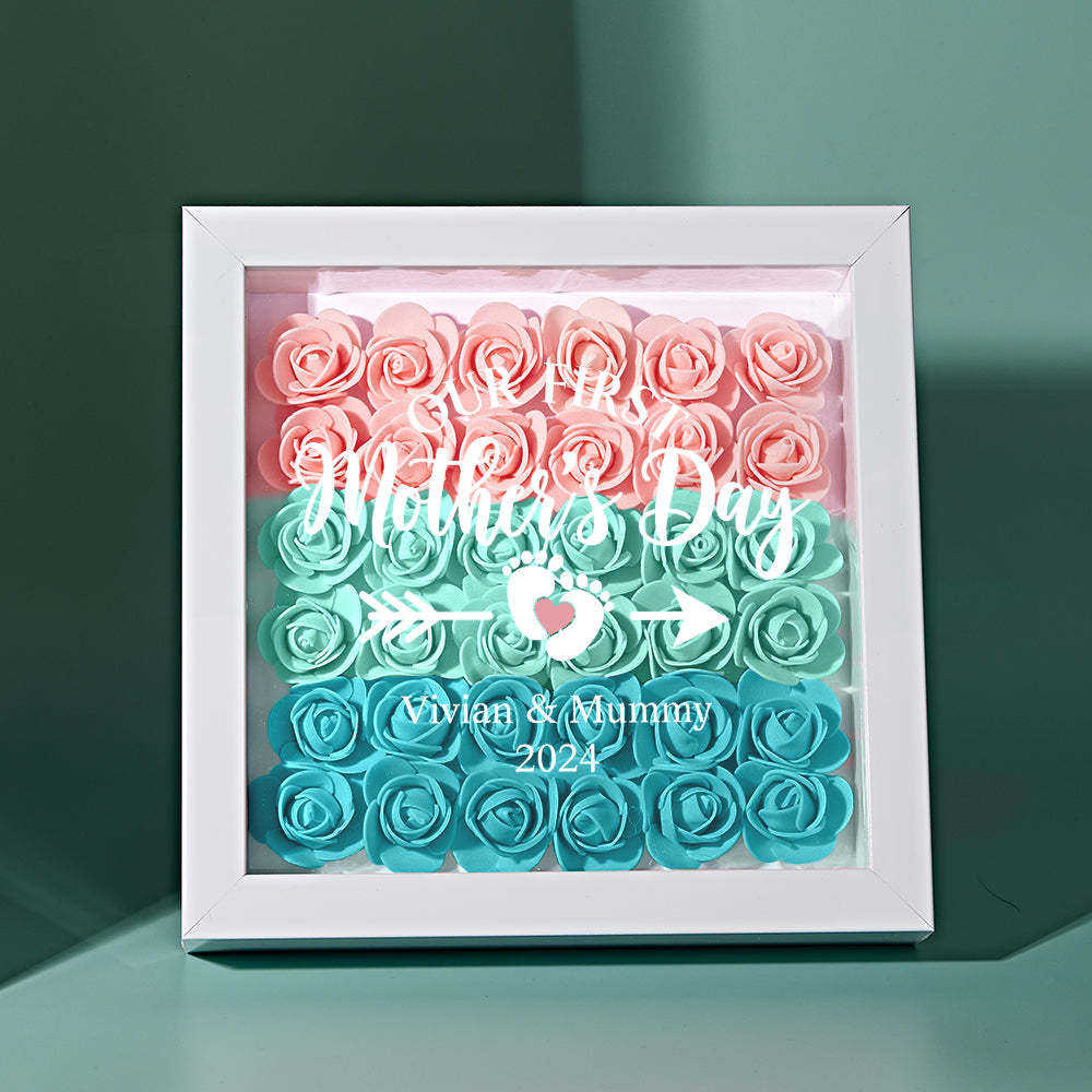 Custom Flower Shadow Box Personalized Flower Shadowbox Frame First Mother's Day Gift - CustomPhotoWallet