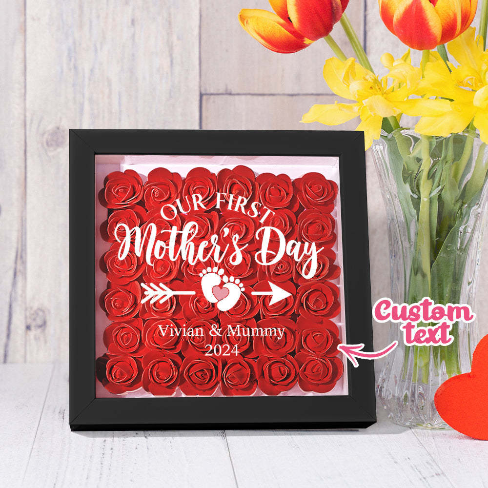 Custom Flower Shadow Box Personalized Flower Shadowbox Frame First Mother's Day Gift - CustomPhotoWallet