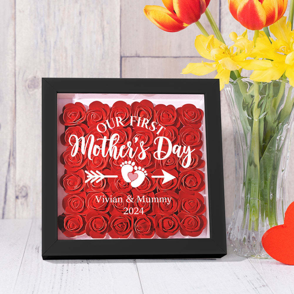 Custom Flower Shadow Box Personalized Flower Shadowbox Frame First Mother's Day Gift - CustomPhotoWallet