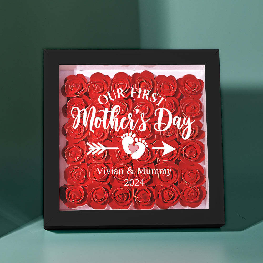Custom Flower Shadow Box Personalized Flower Shadowbox Frame First Mother's Day Gift - CustomPhotoWallet