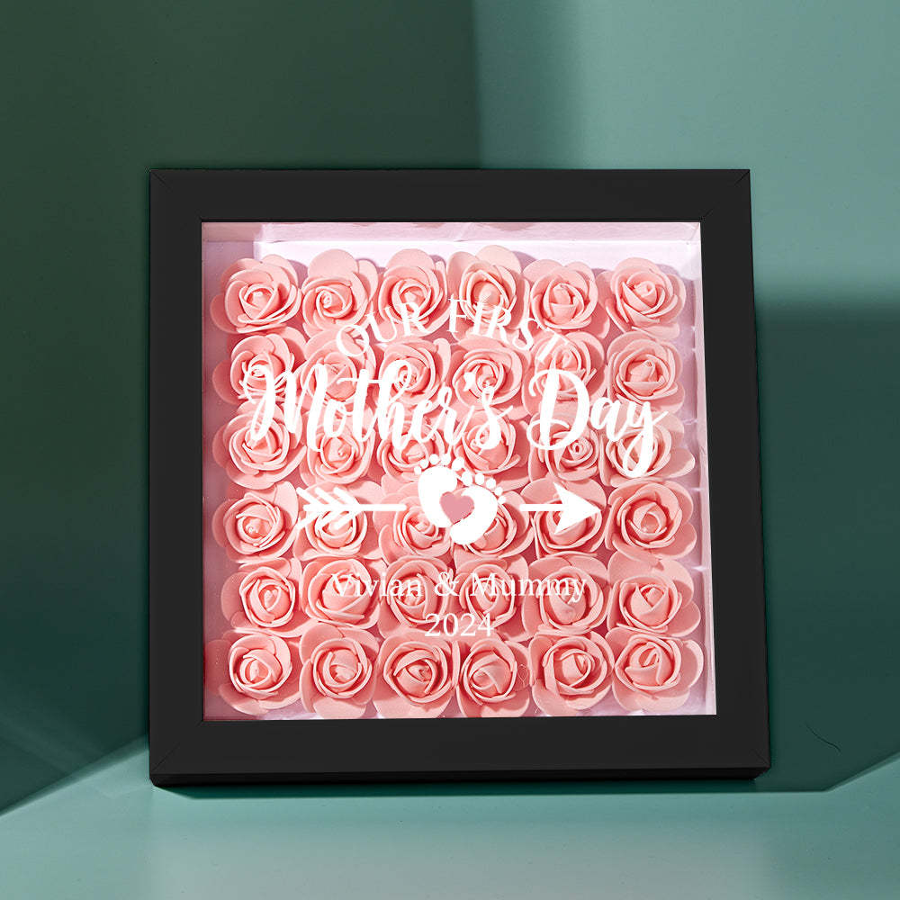 Custom Flower Shadow Box Personalized Flower Shadowbox Frame First Mother's Day Gift - CustomPhotoWallet