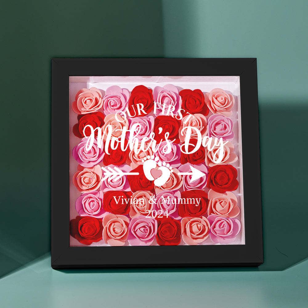 Custom Flower Shadow Box Personalized Flower Shadowbox Frame First Mother's Day Gift - CustomPhotoWallet