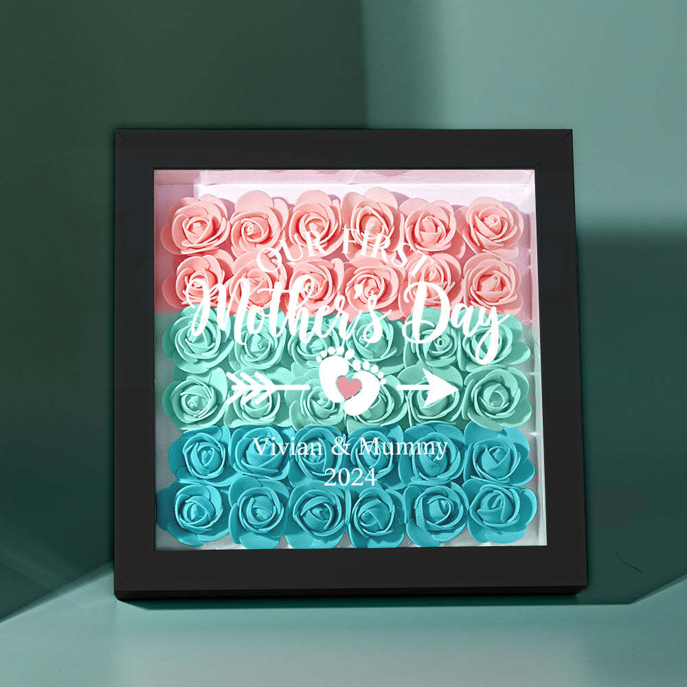 Custom Flower Shadow Box Personalized Flower Shadowbox Frame First Mother's Day Gift - CustomPhotoWallet