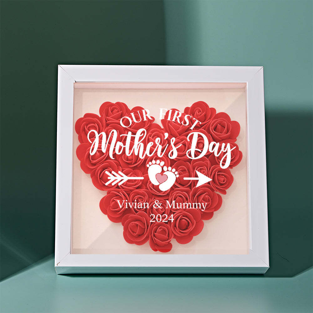 Custom Flower Shadow Box Personalized Flower Shadowbox Frame First Mother's Day Gift - CustomPhotoWallet