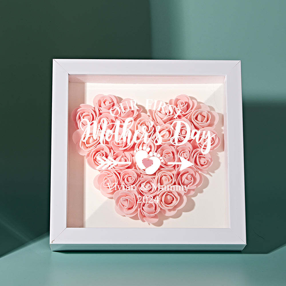 Custom Flower Shadow Box Personalized Flower Shadowbox Frame First Mother's Day Gift - CustomPhotoWallet