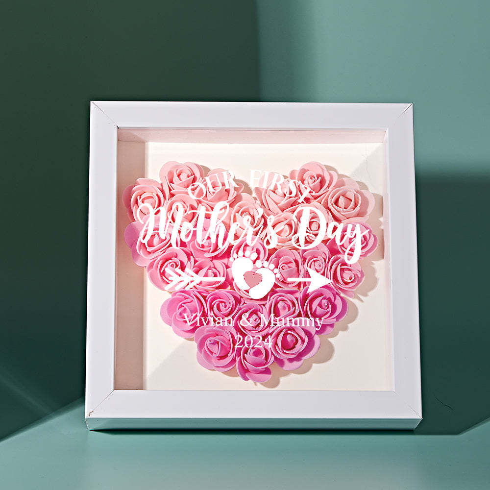 Custom Flower Shadow Box Personalized Flower Shadowbox Frame First Mother's Day Gift - CustomPhotoWallet