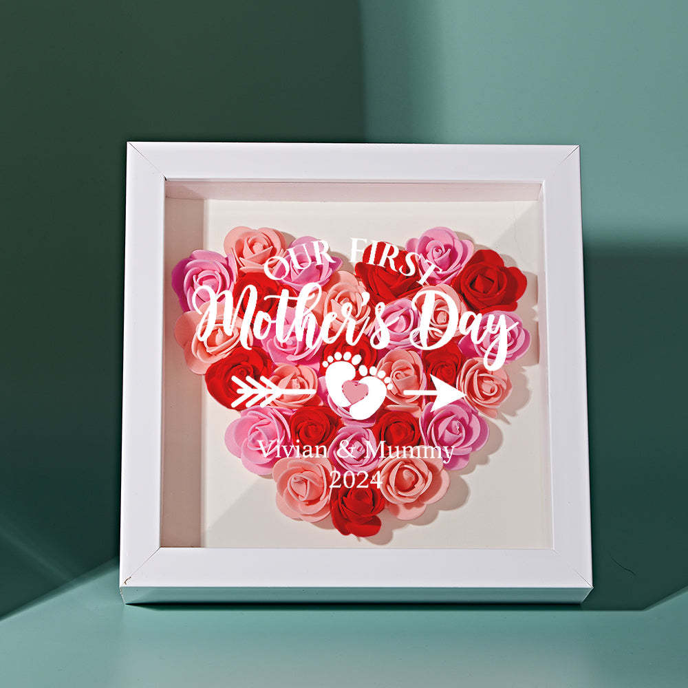 Custom Flower Shadow Box Personalized Flower Shadowbox Frame First Mother's Day Gift - CustomPhotoWallet