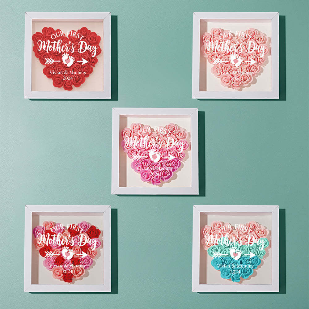 Custom Flower Shadow Box Personalized Flower Shadowbox Frame First Mother's Day Gift - CustomPhotoWallet