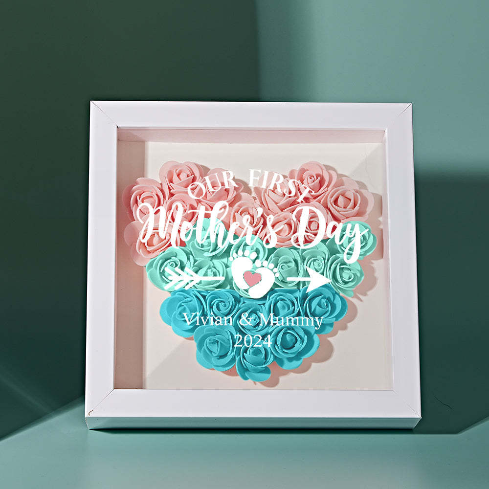 Custom Flower Shadow Box Personalized Flower Shadowbox Frame First Mother's Day Gift - CustomPhotoWallet