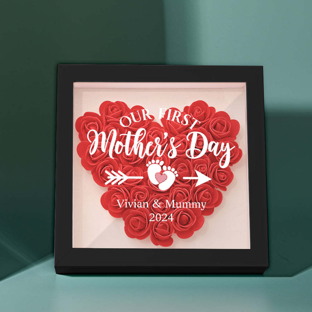 Custom Flower Shadow Box Personalized Flower Shadowbox Frame First Mother's Day Gift - CustomPhotoWallet