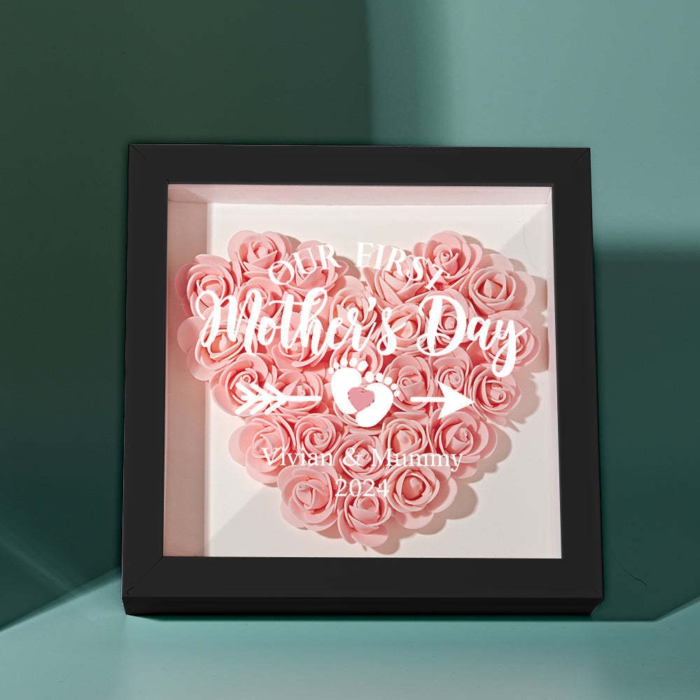 Custom Flower Shadow Box Personalized Flower Shadowbox Frame First Mother's Day Gift - CustomPhotoWallet
