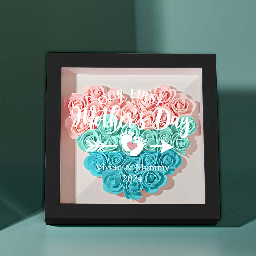 Custom Flower Shadow Box Personalized Flower Shadowbox Frame First Mother's Day Gift - CustomPhotoWallet