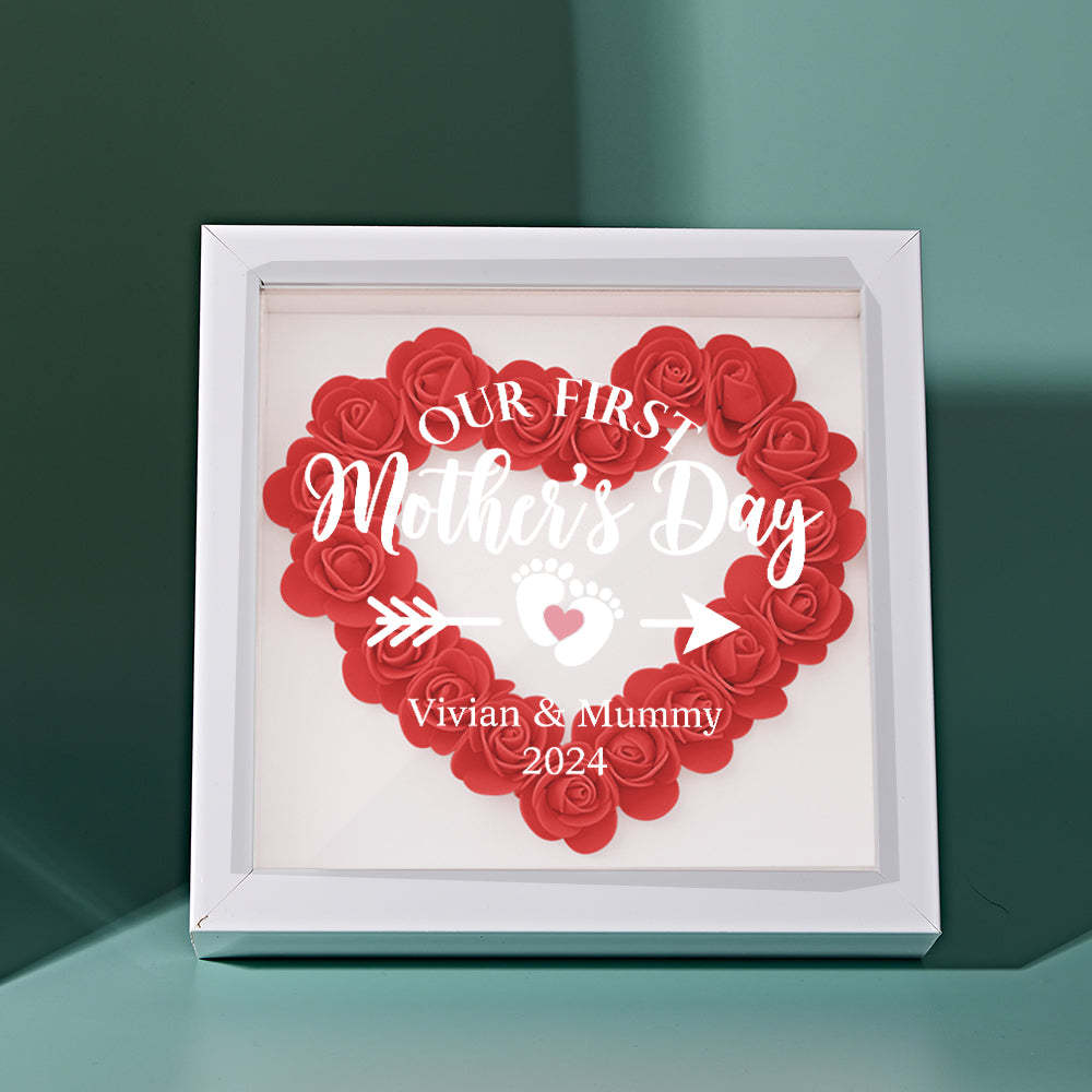 Custom Flower Shadow Box Personalized Flower Shadowbox Frame First Mother's Day Gift - CustomPhotoWallet