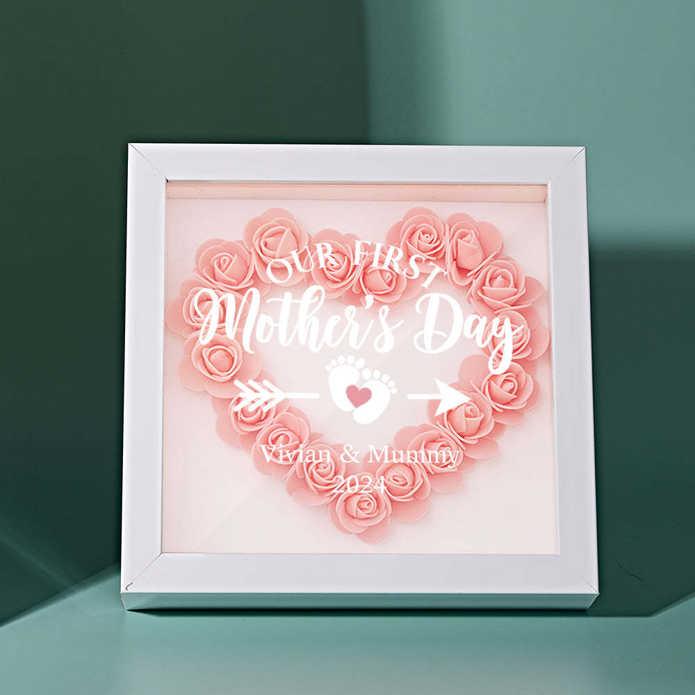 Custom Flower Shadow Box Personalized Flower Shadowbox Frame First Mother's Day Gift - CustomPhotoWallet