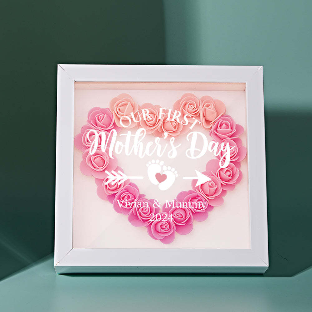 Custom Flower Shadow Box Personalized Flower Shadowbox Frame First Mother's Day Gift - CustomPhotoWallet