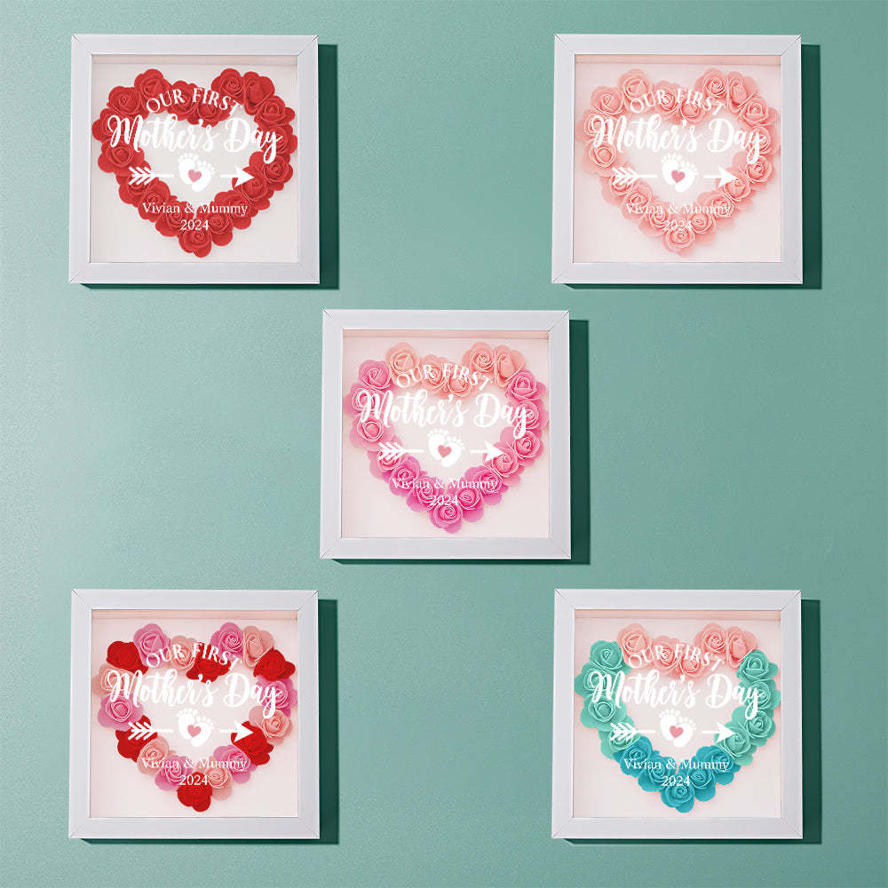 Custom Flower Shadow Box Personalized Flower Shadowbox Frame First Mother's Day Gift - CustomPhotoWallet