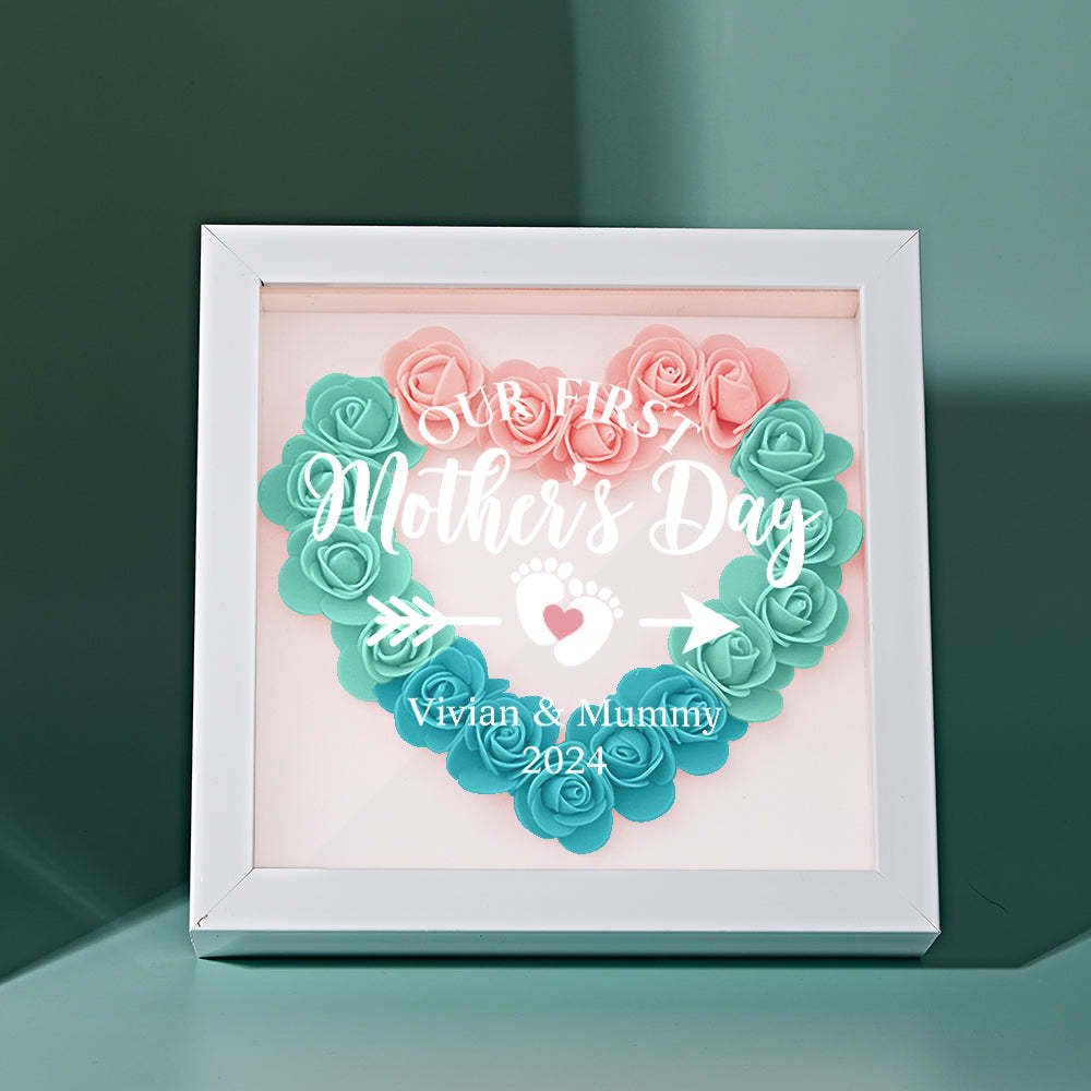 Custom Flower Shadow Box Personalized Flower Shadowbox Frame First Mother's Day Gift - CustomPhotoWallet
