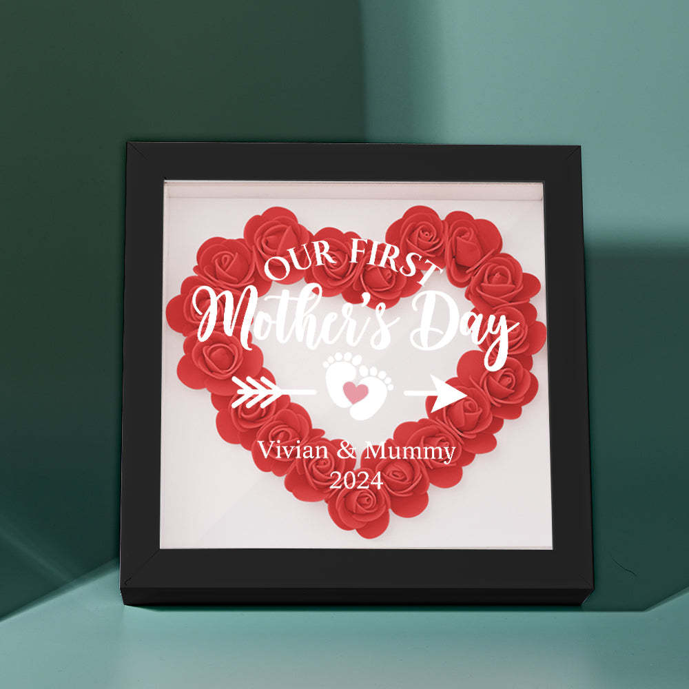 Custom Flower Shadow Box Personalized Flower Shadowbox Frame First Mother's Day Gift - CustomPhotoWallet