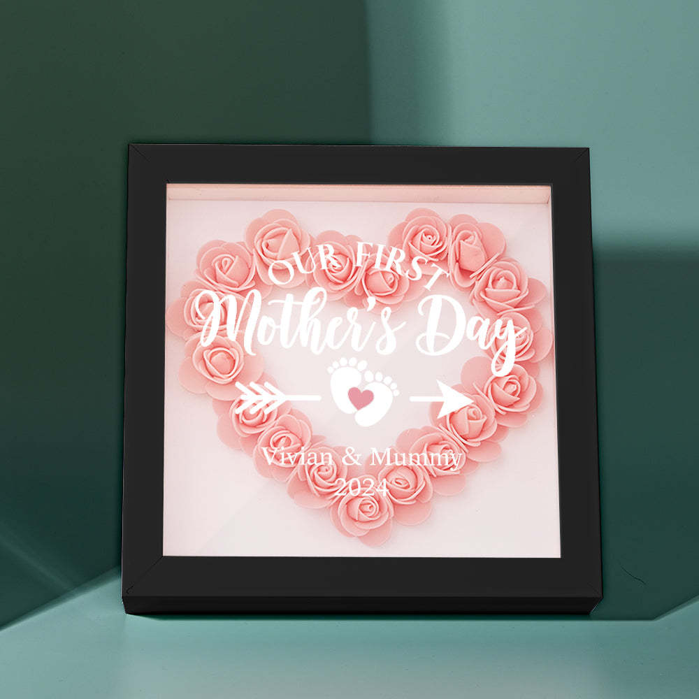 Custom Flower Shadow Box Personalized Flower Shadowbox Frame First Mother's Day Gift - CustomPhotoWallet