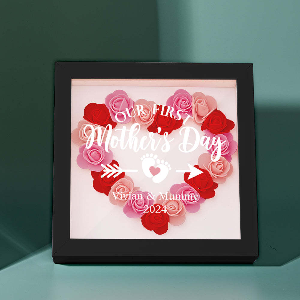 Custom Flower Shadow Box Personalized Flower Shadowbox Frame First Mother's Day Gift - CustomPhotoWallet
