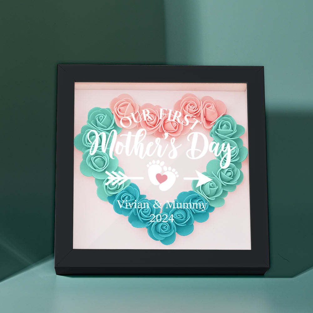 Custom Flower Shadow Box Personalized Flower Shadowbox Frame First Mother's Day Gift - CustomPhotoWallet