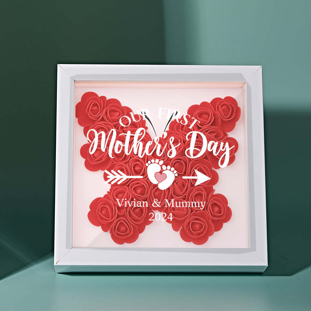 Custom Flower Shadow Box Personalized Flower Shadowbox Frame First Mother's Day Gift - CustomPhotoWallet