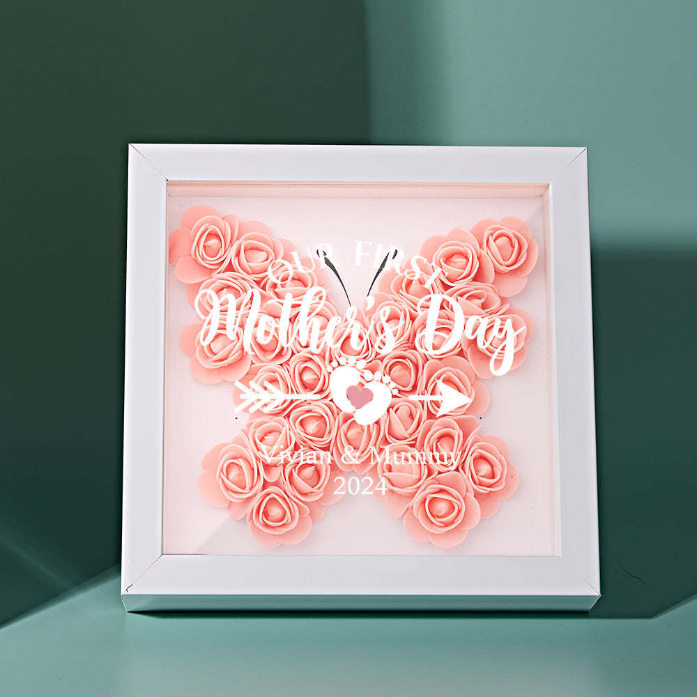 Custom Flower Shadow Box Personalized Flower Shadowbox Frame First Mother's Day Gift - CustomPhotoWallet