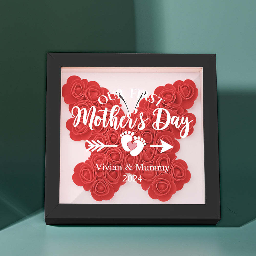Custom Flower Shadow Box Personalized Flower Shadowbox Frame First Mother's Day Gift - CustomPhotoWallet