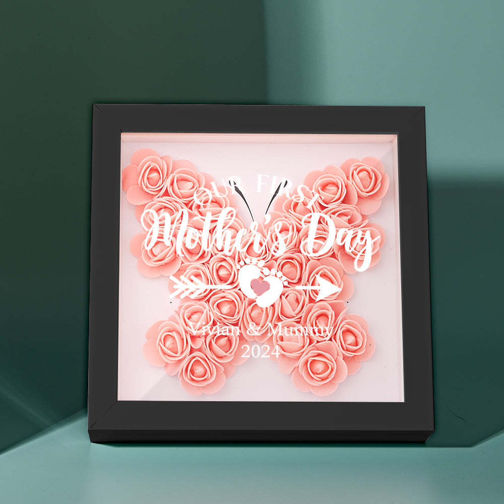 Custom Flower Shadow Box Personalized Flower Shadowbox Frame First Mother's Day Gift - CustomPhotoWallet