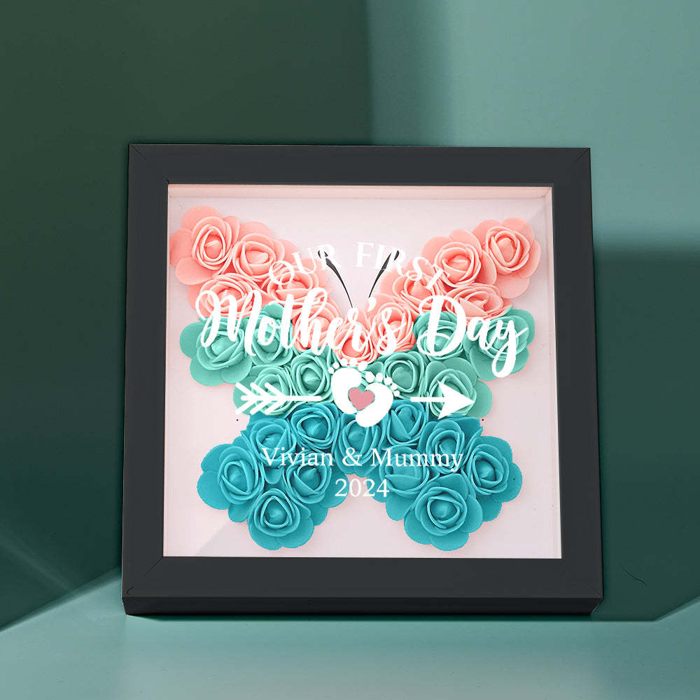 Custom Flower Shadow Box Personalized Flower Shadowbox Frame First Mother's Day Gift - CustomPhotoWallet