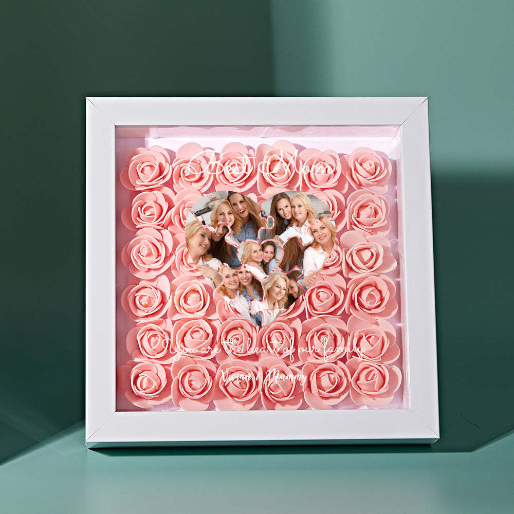 Custom Photo Puzzle Flower Shadow Box Personalized Flower Shadowbox Frame Mother's Day Gift - CustomPhotoWallet
