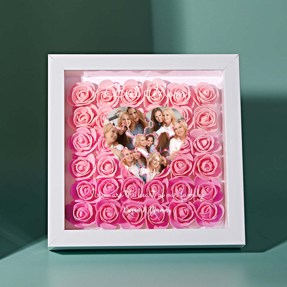 Custom Photo Puzzle Flower Shadow Box Personalized Flower Shadowbox Frame Mother's Day Gift - CustomPhotoWallet