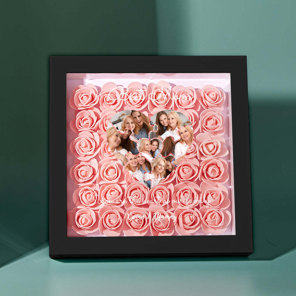 Custom Photo Puzzle Flower Shadow Box Personalized Flower Shadowbox Frame Mother's Day Gift - CustomPhotoWallet