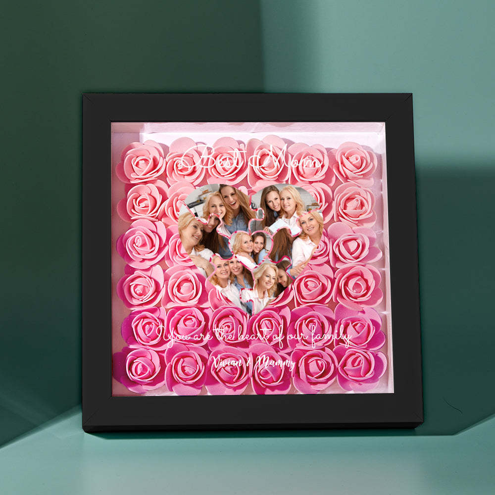 Custom Photo Puzzle Flower Shadow Box Personalized Flower Shadowbox Frame Mother's Day Gift - CustomPhotoWallet