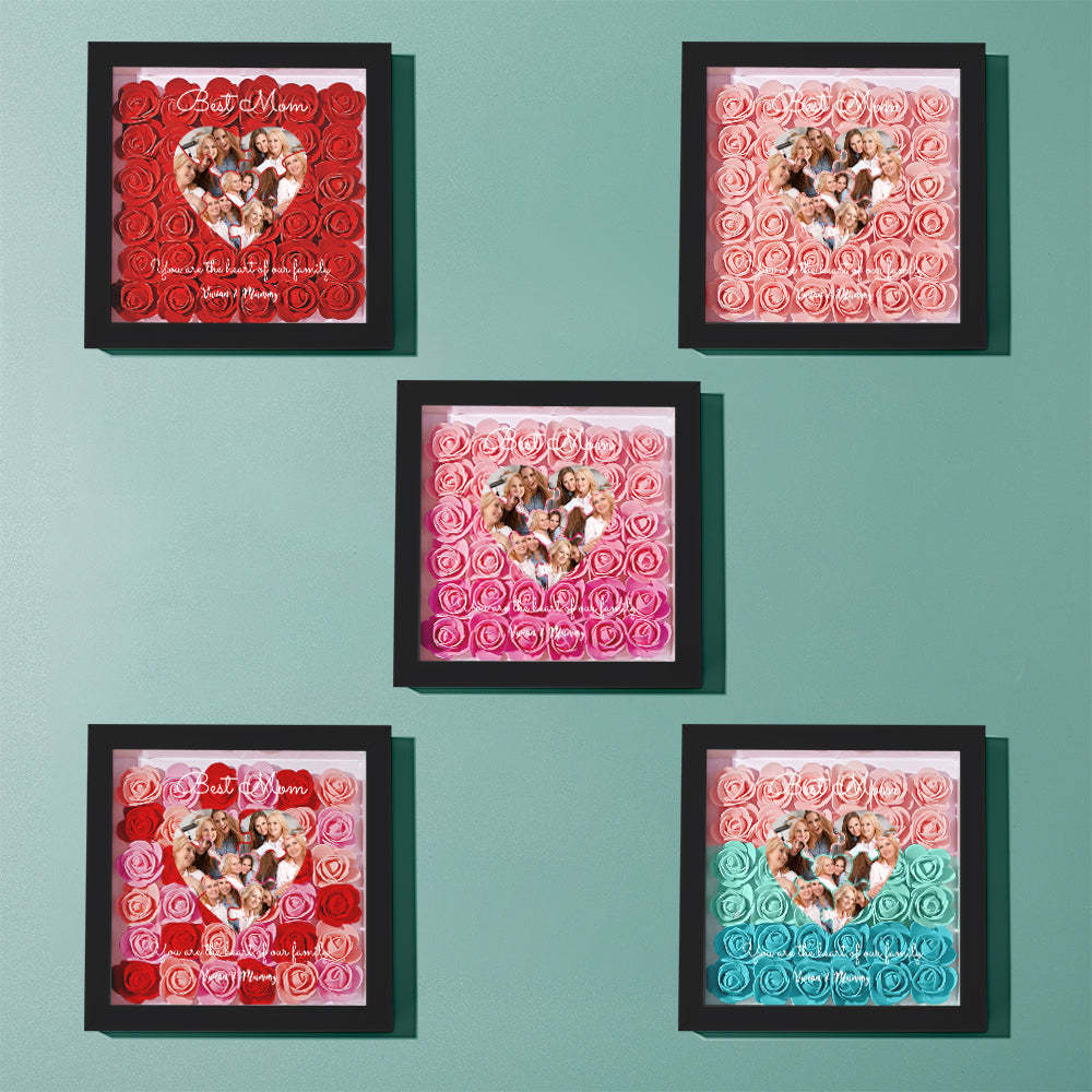 Custom Photo Puzzle Flower Shadow Box Personalized Flower Shadowbox Frame Mother's Day Gift - CustomPhotoWallet