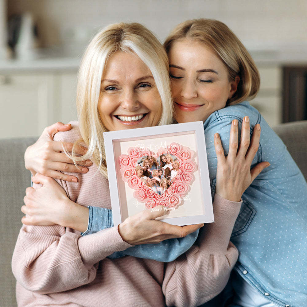 Custom Photo Puzzle Flower Shadow Box Personalized Flower Shadowbox Frame Mother's Day Gift - CustomPhotoWallet