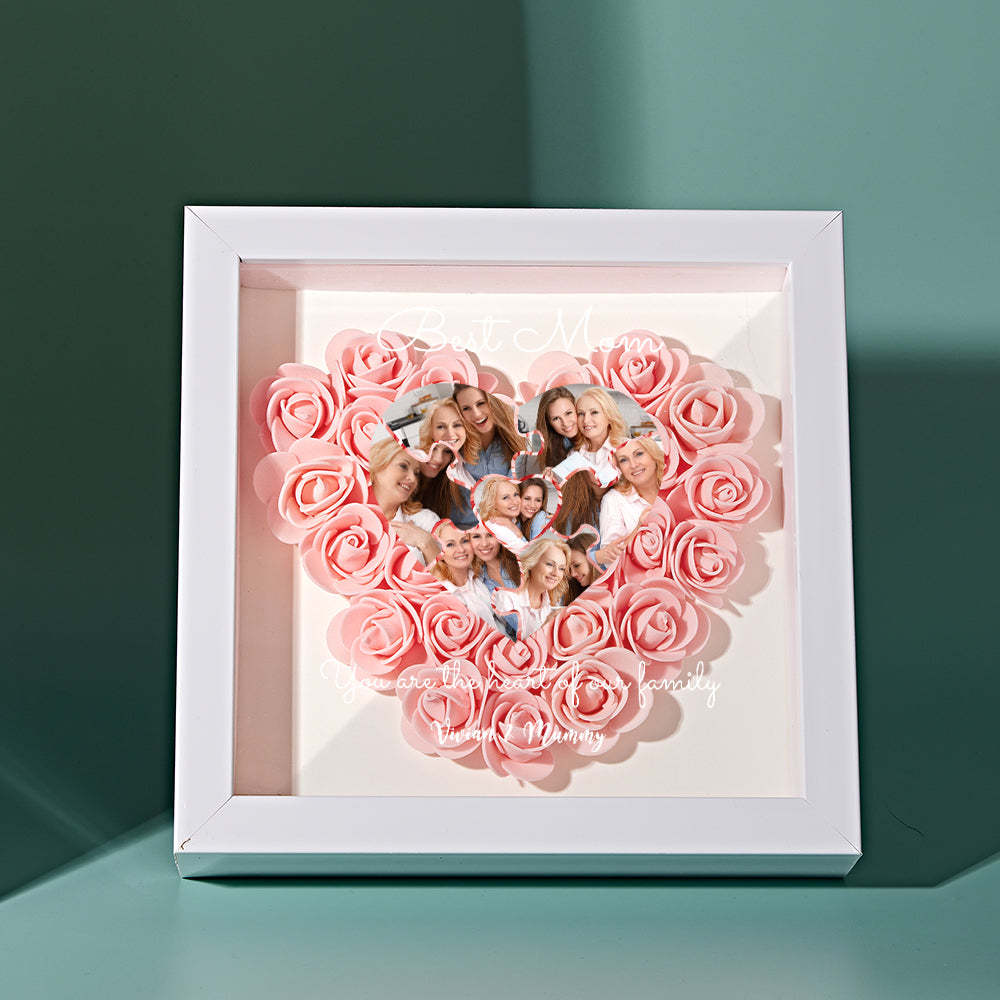 Custom Photo Puzzle Flower Shadow Box Personalized Flower Shadowbox Frame Mother's Day Gift - CustomPhotoWallet