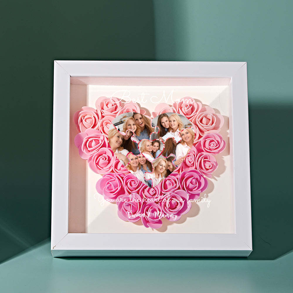 Custom Photo Puzzle Flower Shadow Box Personalized Flower Shadowbox Frame Mother's Day Gift - CustomPhotoWallet