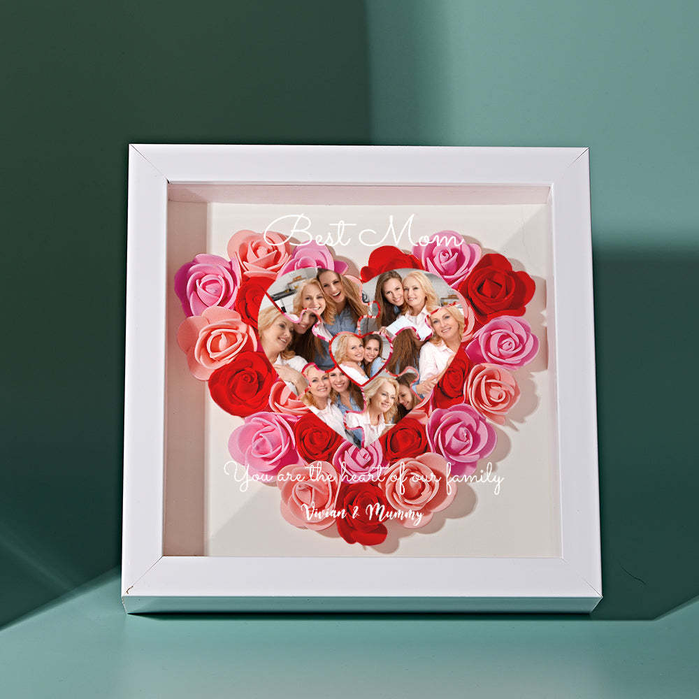 Custom Photo Puzzle Flower Shadow Box Personalized Flower Shadowbox Frame Mother's Day Gift - CustomPhotoWallet
