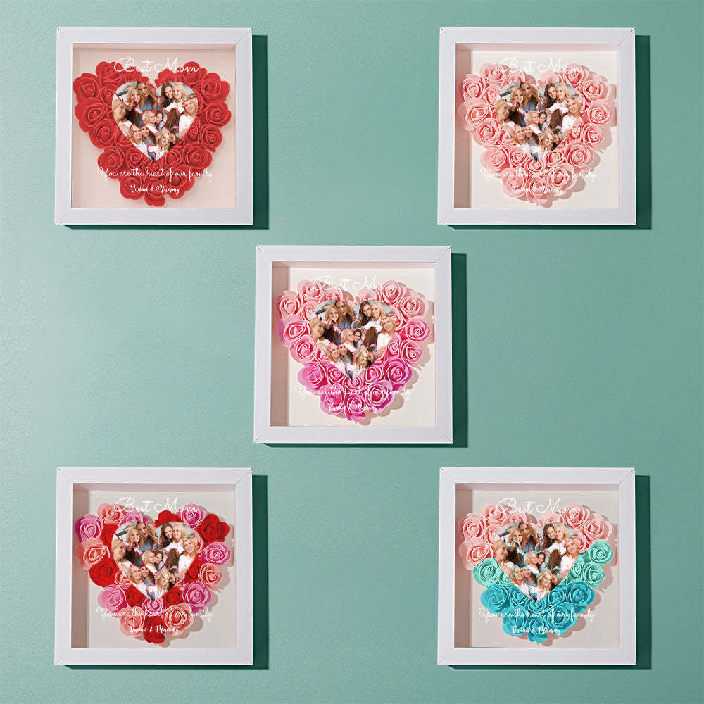 Custom Photo Puzzle Flower Shadow Box Personalized Flower Shadowbox Frame Mother's Day Gift - CustomPhotoWallet