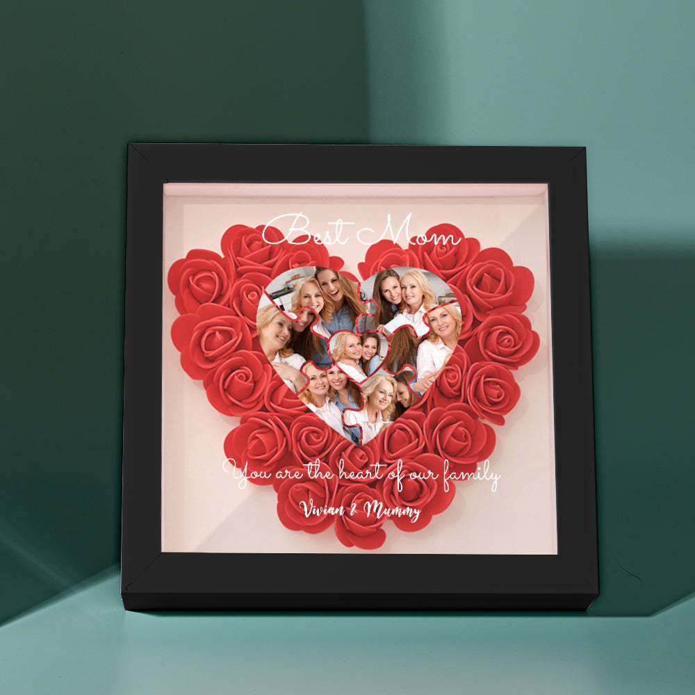 Custom Photo Puzzle Flower Shadow Box Personalized Flower Shadowbox Frame Mother's Day Gift - CustomPhotoWallet