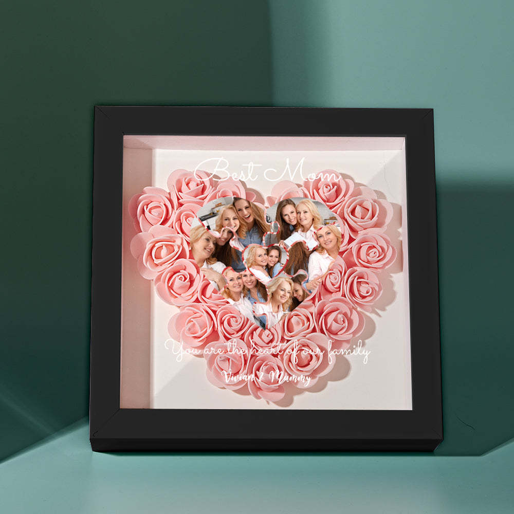 Custom Photo Puzzle Flower Shadow Box Personalized Flower Shadowbox Frame Mother's Day Gift - CustomPhotoWallet