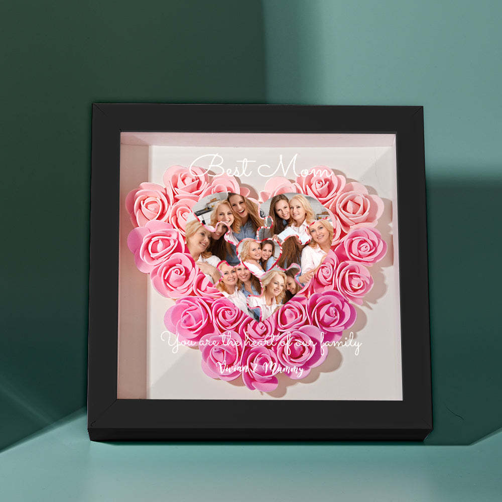 Custom Photo Puzzle Flower Shadow Box Personalized Flower Shadowbox Frame Mother's Day Gift - CustomPhotoWallet