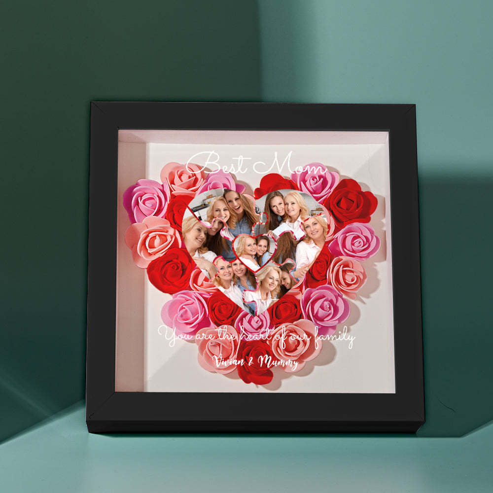 Custom Photo Puzzle Flower Shadow Box Personalized Flower Shadowbox Frame Mother's Day Gift - CustomPhotoWallet