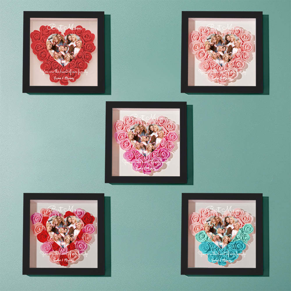 Custom Photo Puzzle Flower Shadow Box Personalized Flower Shadowbox Frame Mother's Day Gift - CustomPhotoWallet