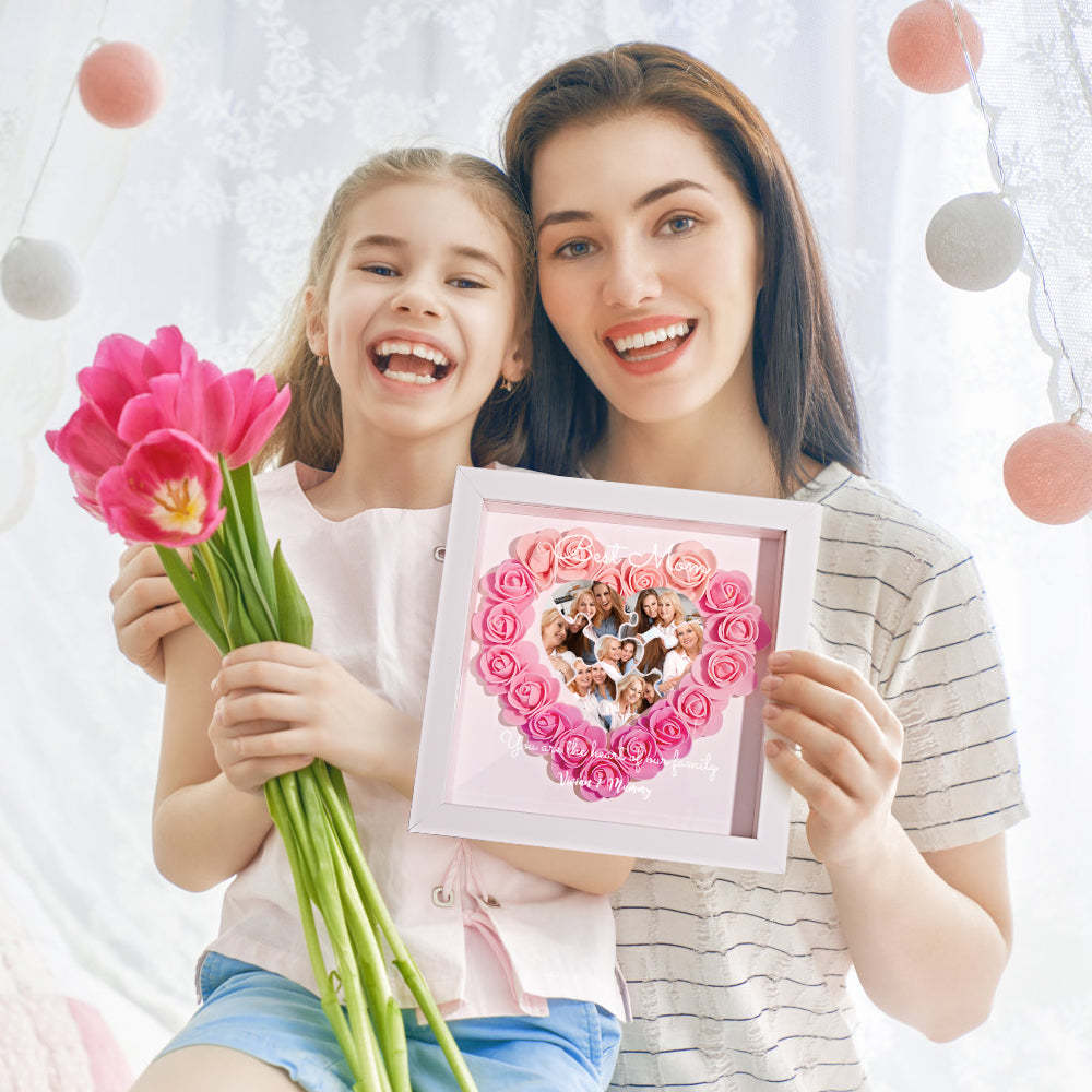 Custom Photo Puzzle Flower Shadow Box Personalized Flower Shadowbox Frame Mother's Day Gift - CustomPhotoWallet